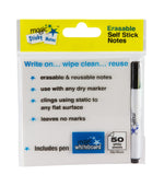 Magic Whiteboard Sticky Notes Pad WHITE 50 Sheets (4”x4”) Portable Dry-Erase Surface (MW1351)