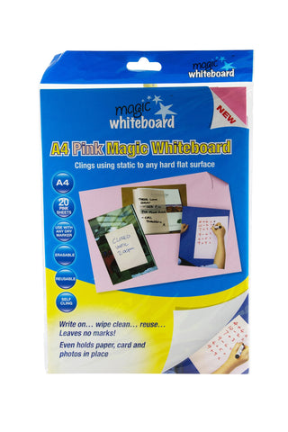 Magic Whiteboard Letter-sized 20 Sheets PINK (8.25” x 11.75”) Portable Dry-Erase Surface (MW1223)