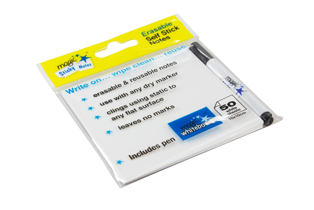 5 x 5 White Dry Erase Sticky Notes w/ Dry Erase Marker - 1 Pack of 12  Sheets