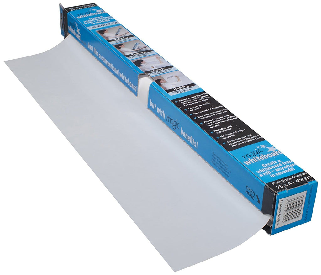 Magic Whiteboard 25 Sheet Roll WHITE (23.5” x 31.5” x 26 Ft