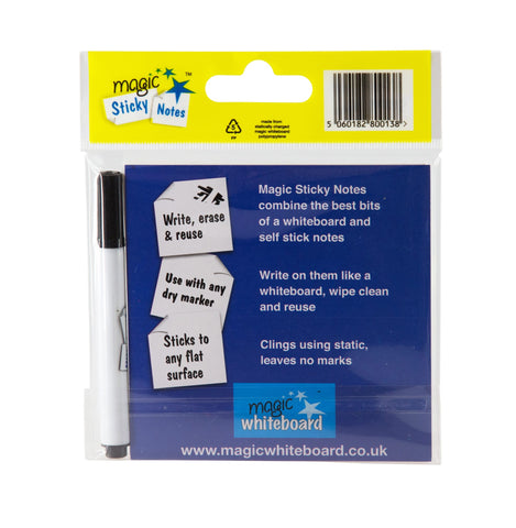 Magic Whiteboard Sticky Notes Pad WHITE 50 Sheets (4”x4”) Portable Dry ...